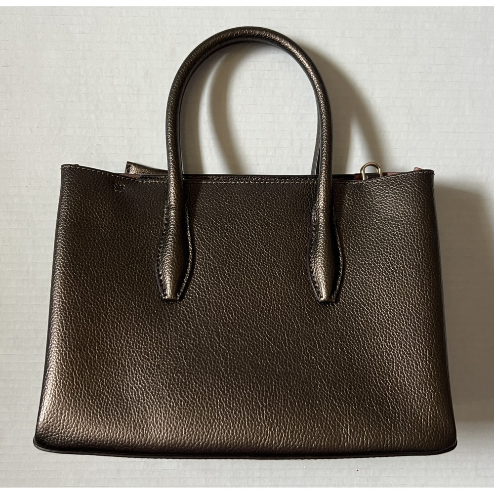 KATE SPADE NEW YORK Eva Top Satchel Ash Metallic Brown Handbag Purse w/ Wallet - Picture 4 of 16